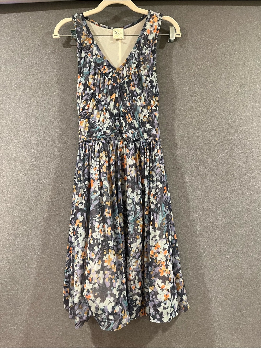 Sleeveless Floral Midi Dress in Charcoal Multi by